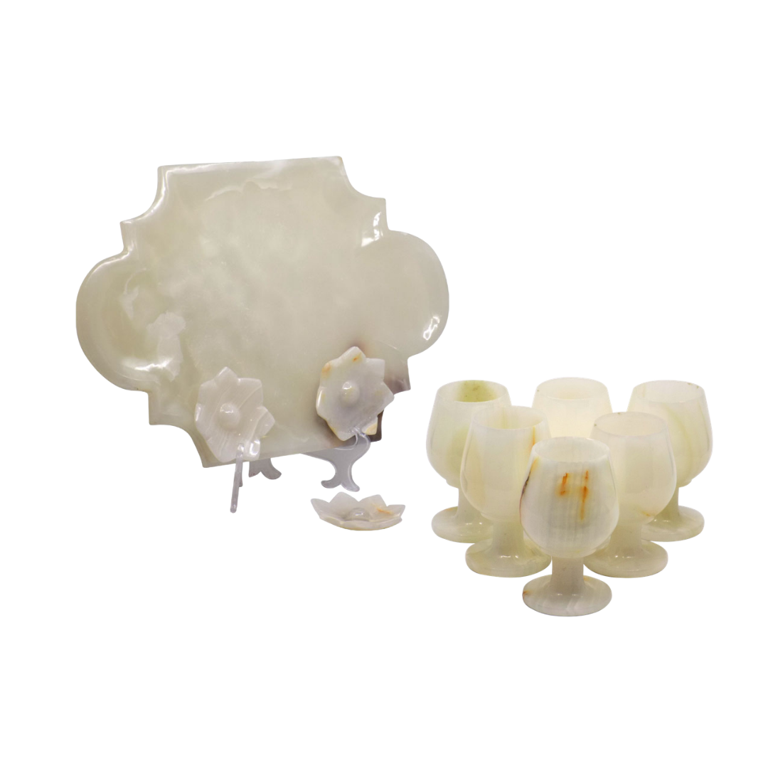 Marble Tray & Glass Set