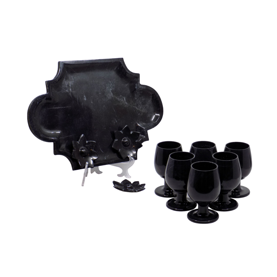Marble Tray & Glass Set
