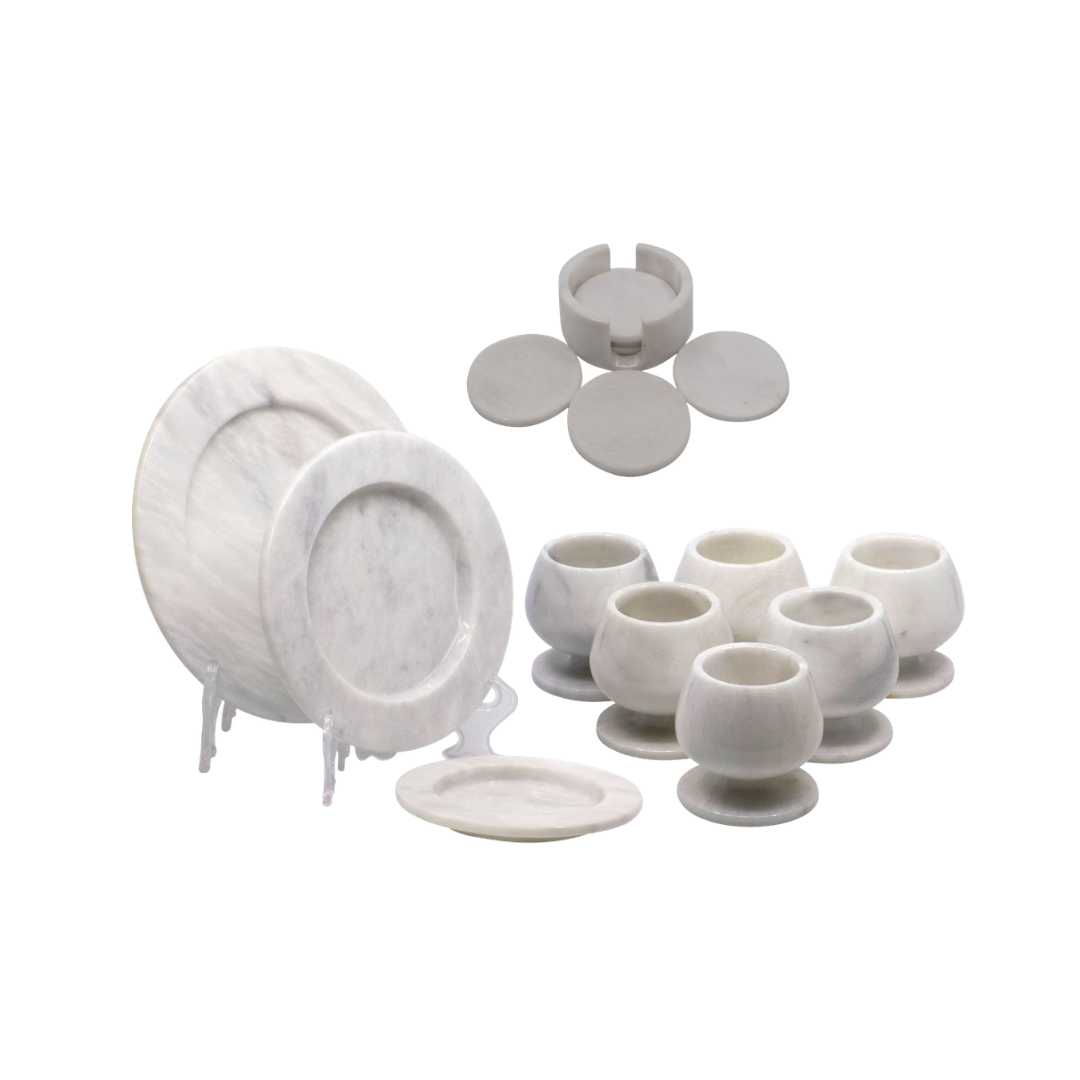 Marble Glass & Serving Set