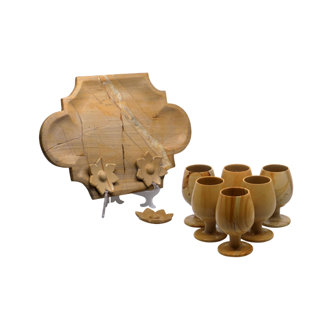 Marble Tray & Glass Set