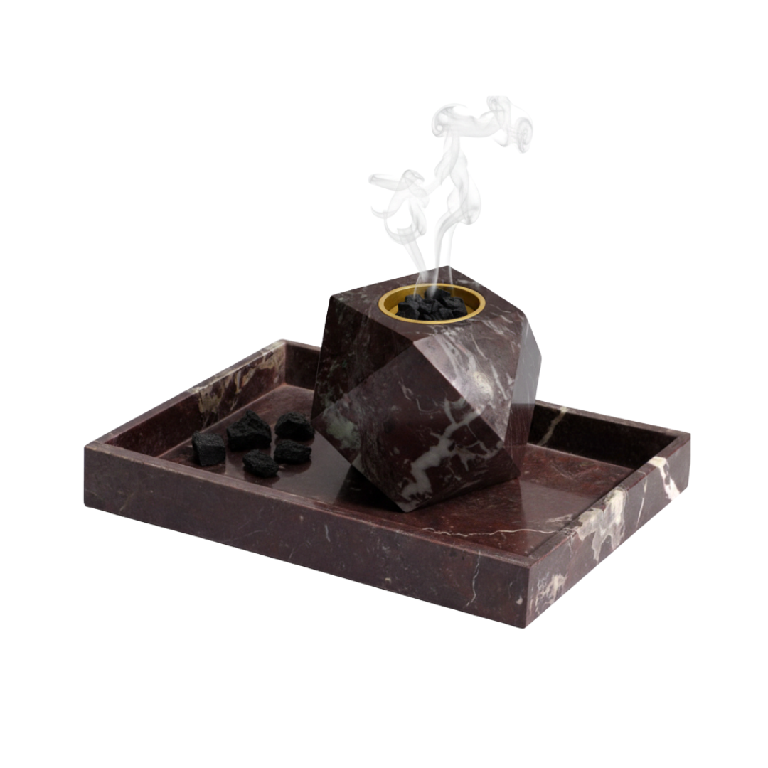 Marble Bakhoor Burner & Tray Set