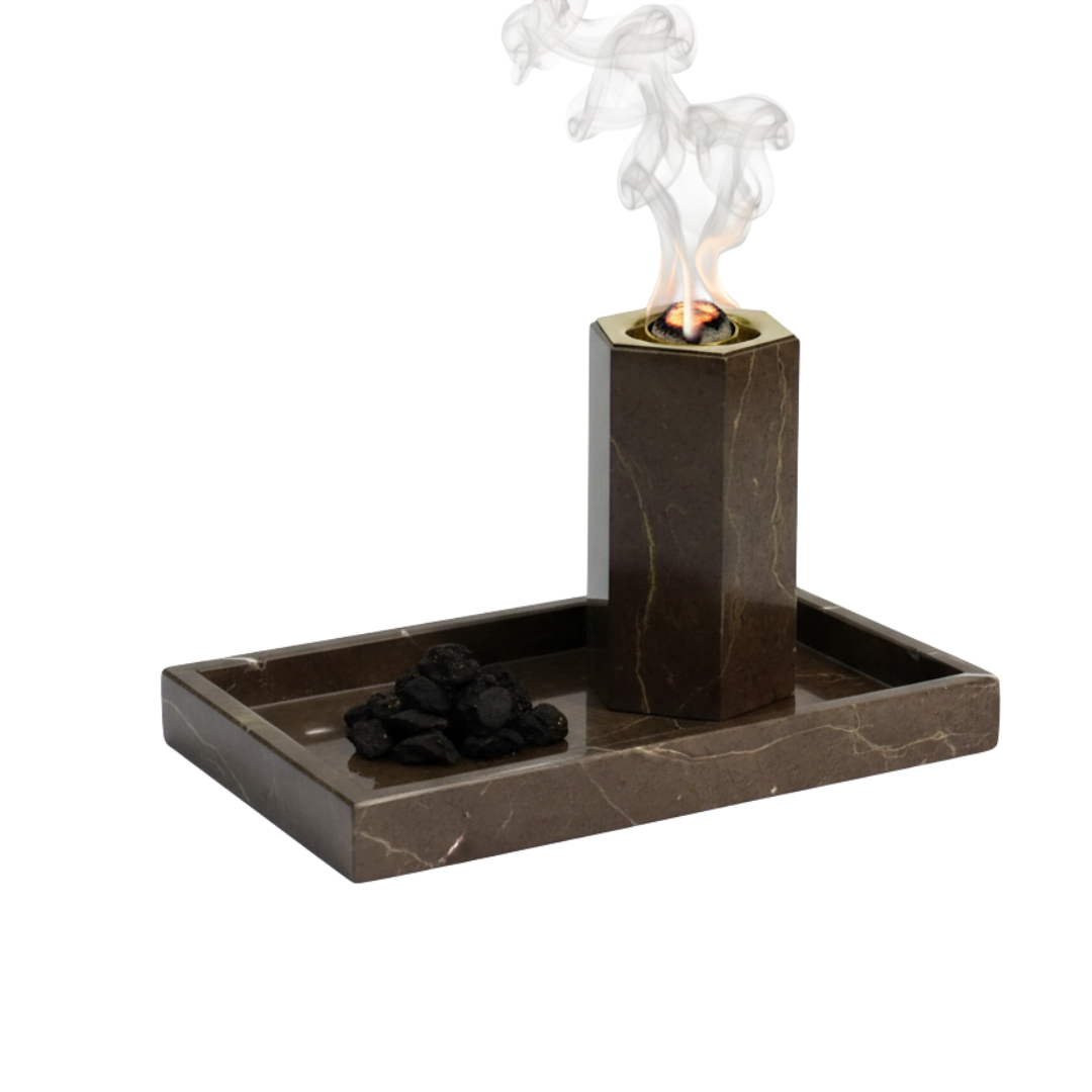 Marble Bakhoor Burner & Tray Set