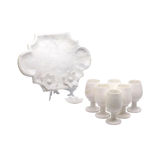 Marble Tray & Glass Set