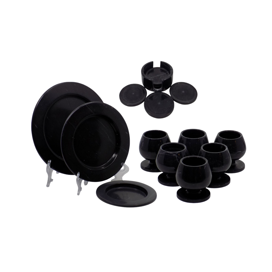 Marble Glass & Serving Set