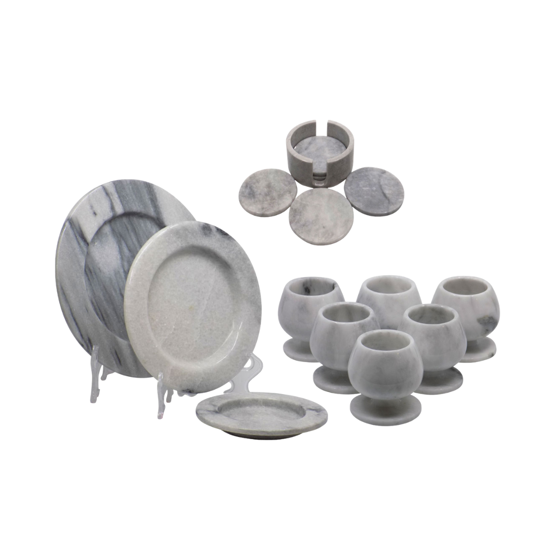 Marble Glass & Serving Set