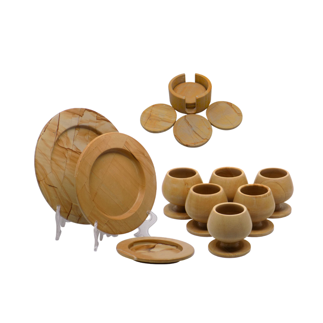 Marble Glass & Serving Set